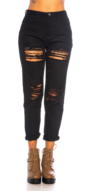 mom fit ripped jeans zwart